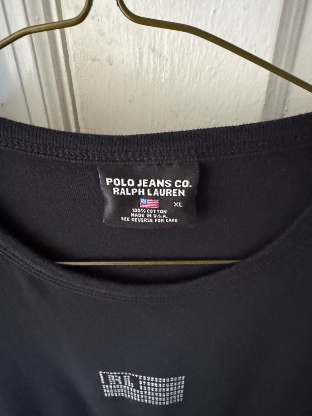 Polo Jeans Co Women’s Vintage Black Rhinestone Flag RL Ralph Lauren design black - Picture 5 of 7